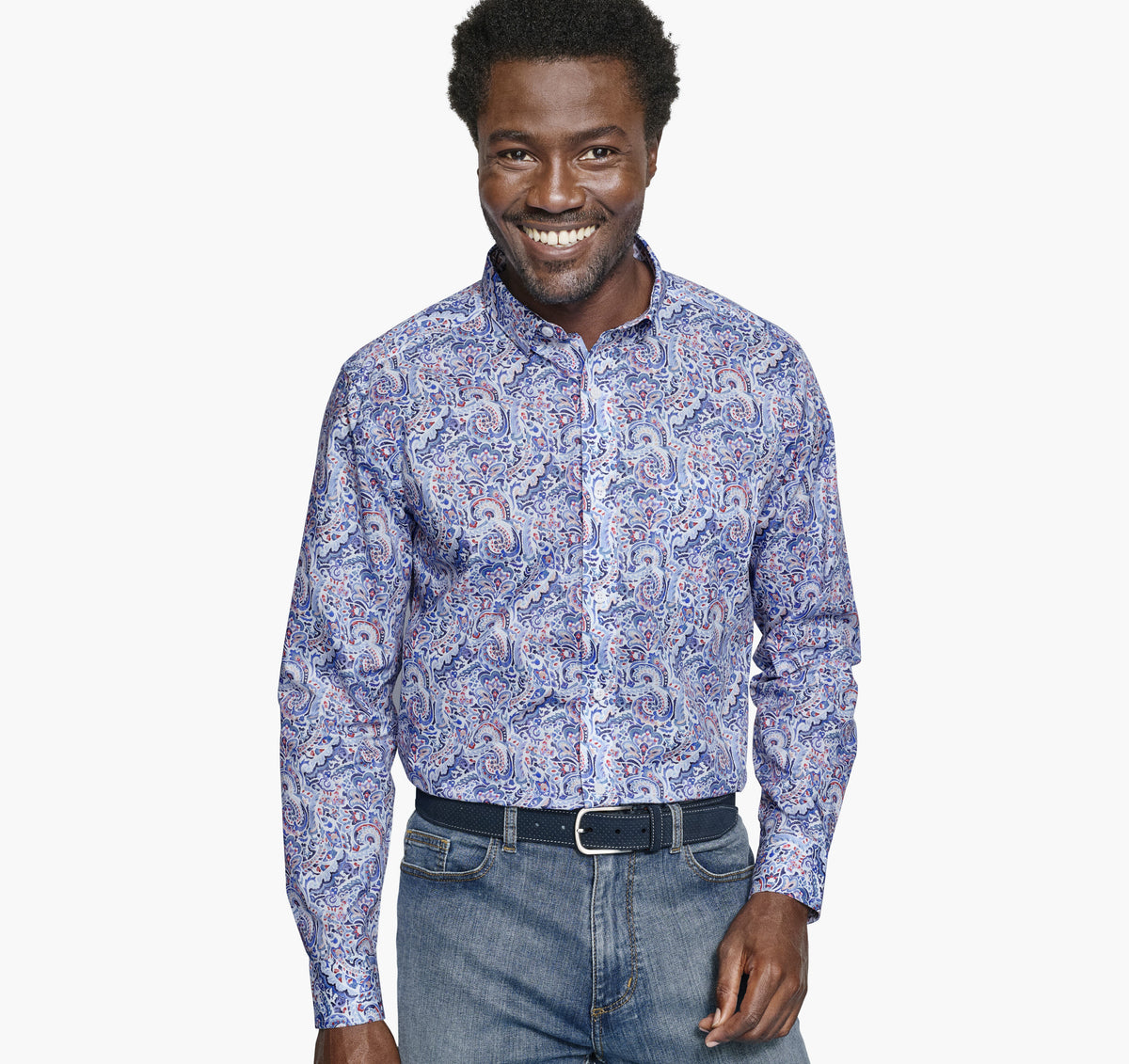 Men's Printed Cotton Shirt / Johnston Murphy