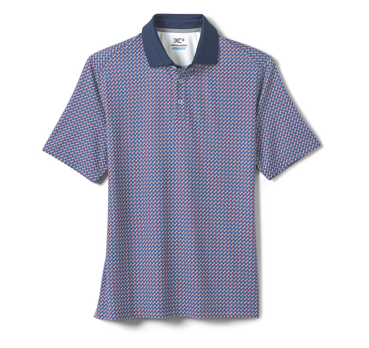 Men's XC4® Performance Solid-Collar Print Polos + Cool Degree™ / Johnston Murphy