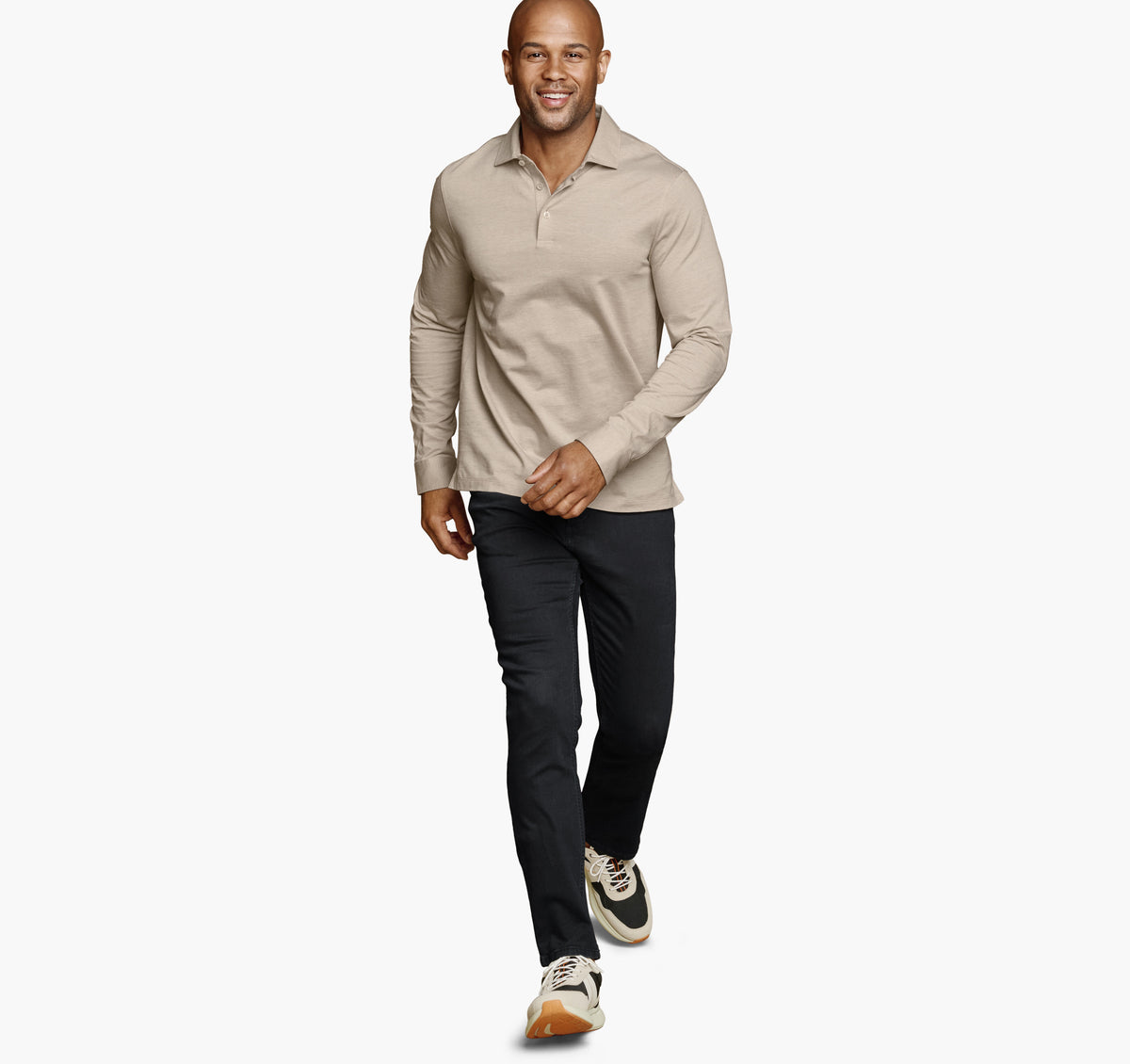 Men's Herringbone Long-Sleeve Polo / Johnston Murphy