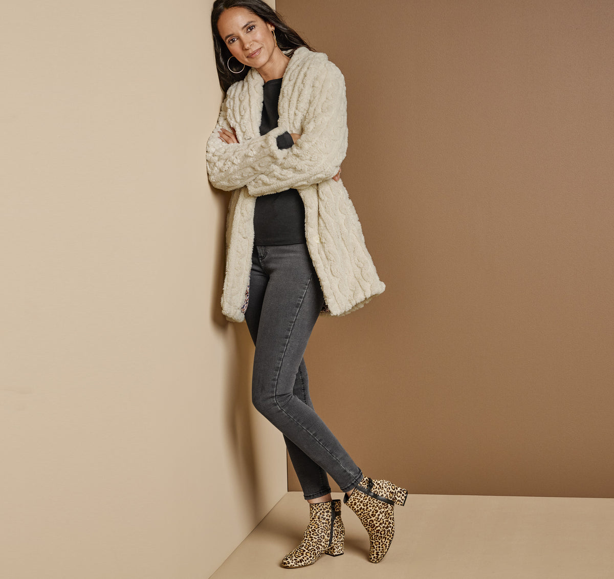 Women's Cable Faux-Fur Coat / Johnston Murphy