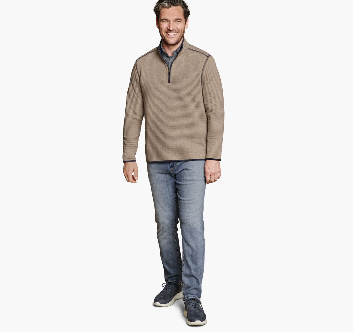 Men's Reversible Channel-Quilted Quarter-Zip / Johnston Murphy