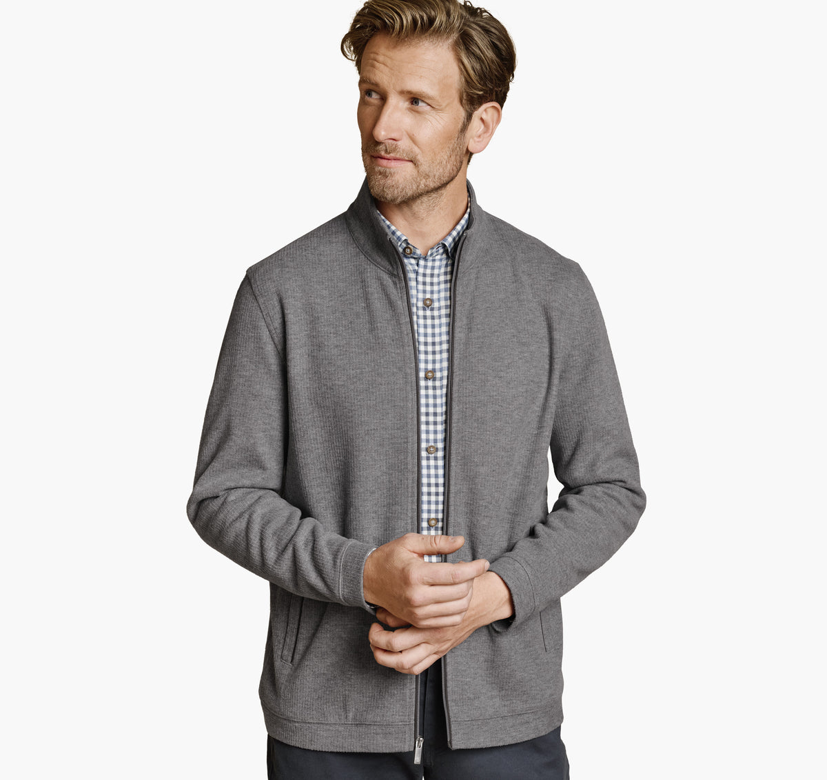 Men's Ribbed Full-Zip / Johnston Murphy
