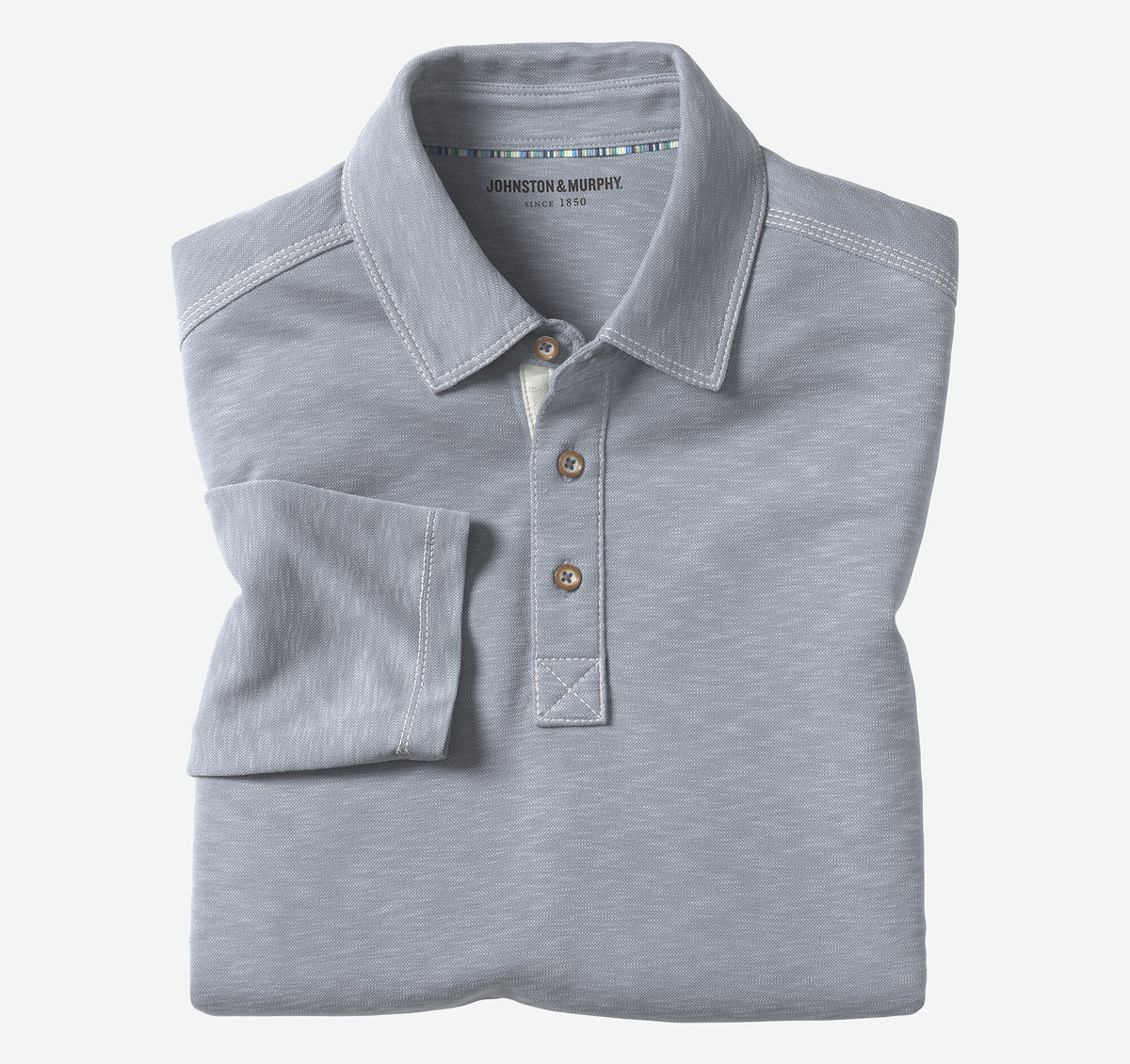 Men's Vintage Slub Long-Sleeve Polo / Johnston Murphy