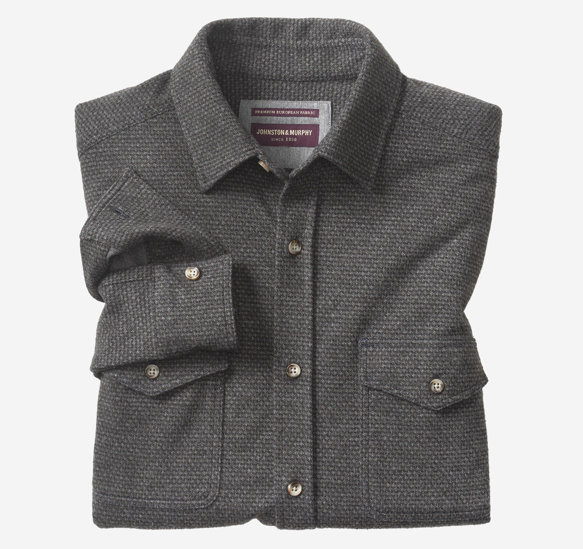 Men's Brushed Button-Front Knit Shirt / Johnston Murphy