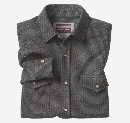 Men's Brushed Button-Front Knit Shirt / Johnston Murphy