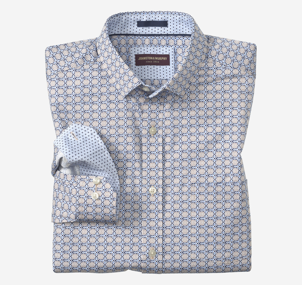 Men's Printed Cotton Shirt / Johnston Murphy