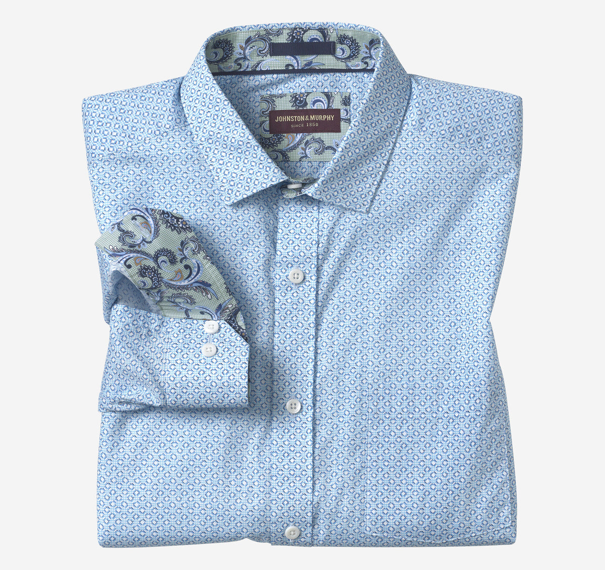 Men's Printed Cotton Shirt / Johnston Murphy