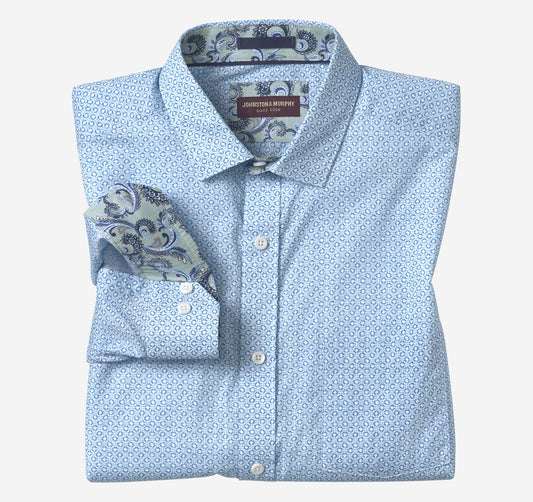 Men's Printed Cotton Shirt / Johnston Murphy