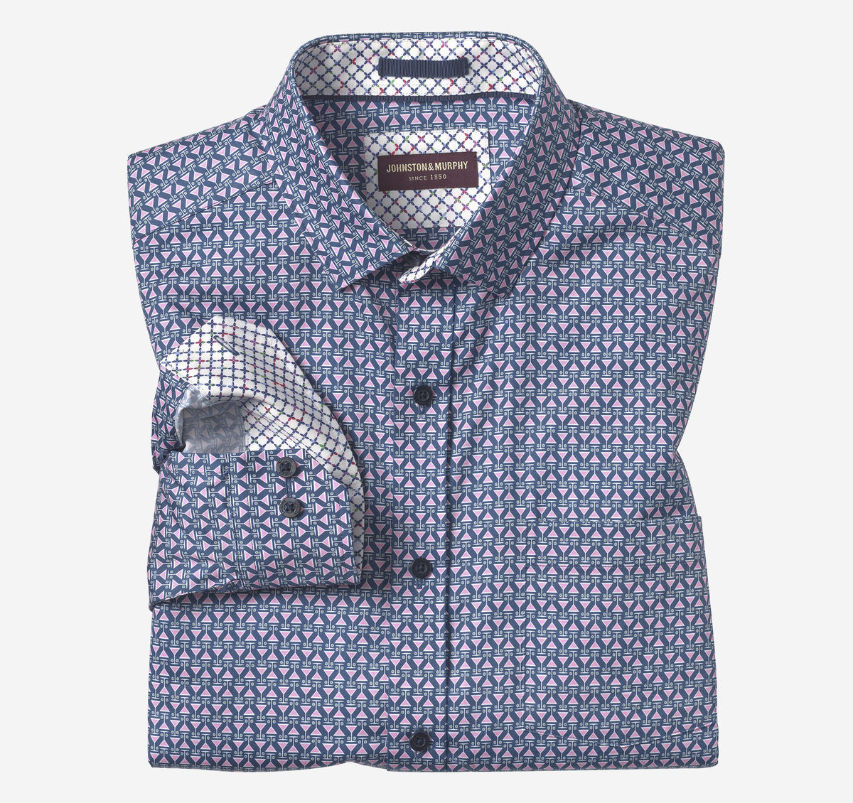 Men's Printed Cotton Shirt / Johnston Murphy