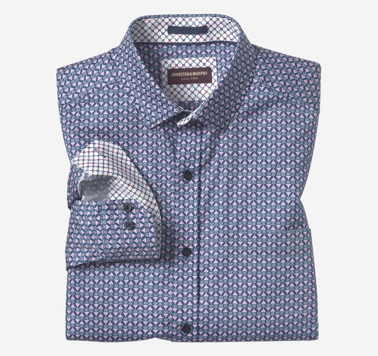 Men's Printed Cotton Shirt / Johnston Murphy