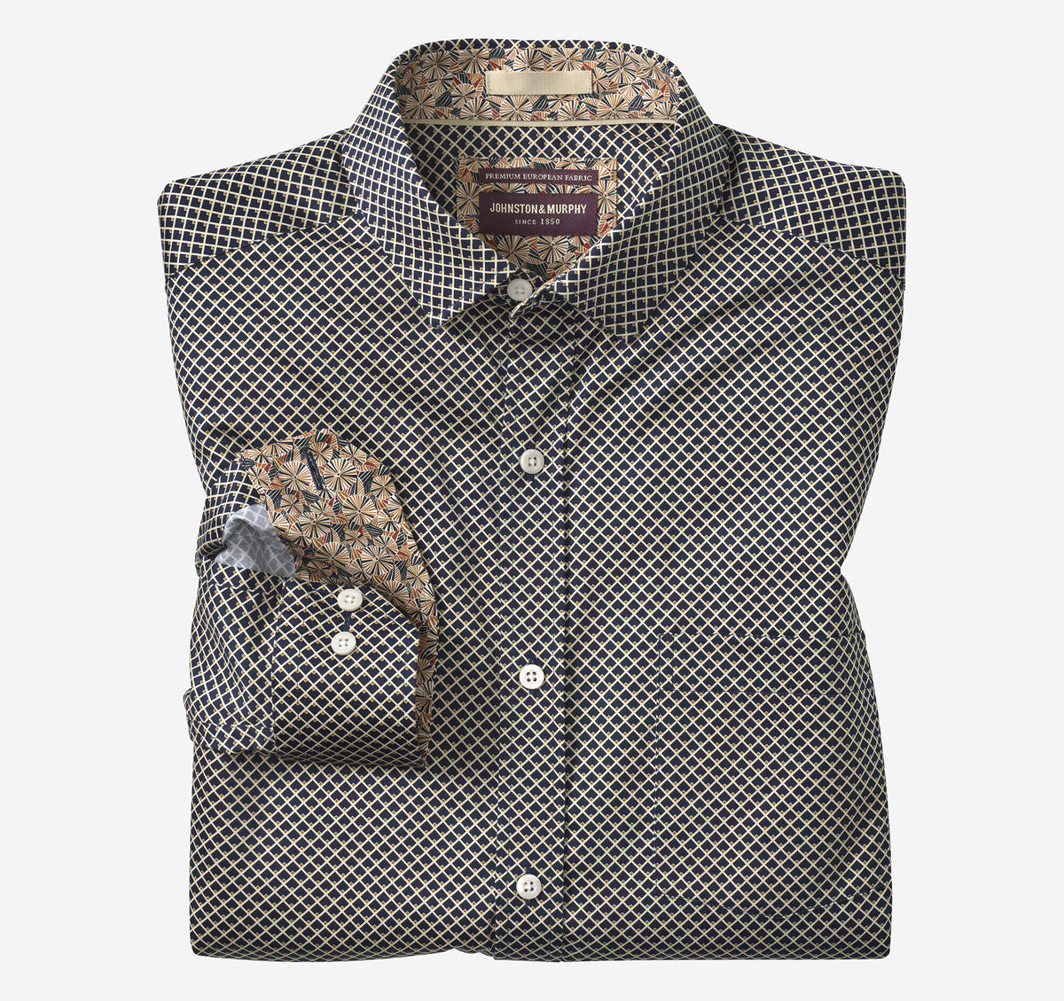 Men's Printed Cotton Shirt / Johnston Murphy