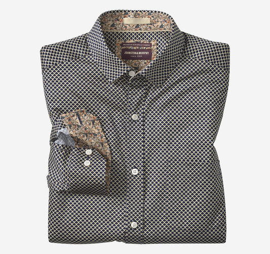 Men's Printed Cotton Shirt / Johnston Murphy