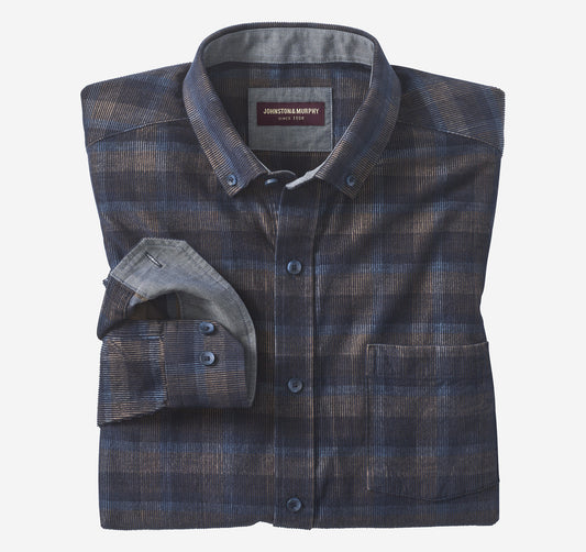 Men's Plaid Corduroy Shirt / Johnston Murphy