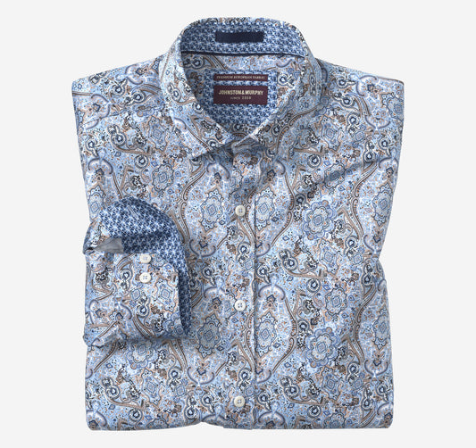 Men's Printed Cotton Shirt / Johnston Murphy