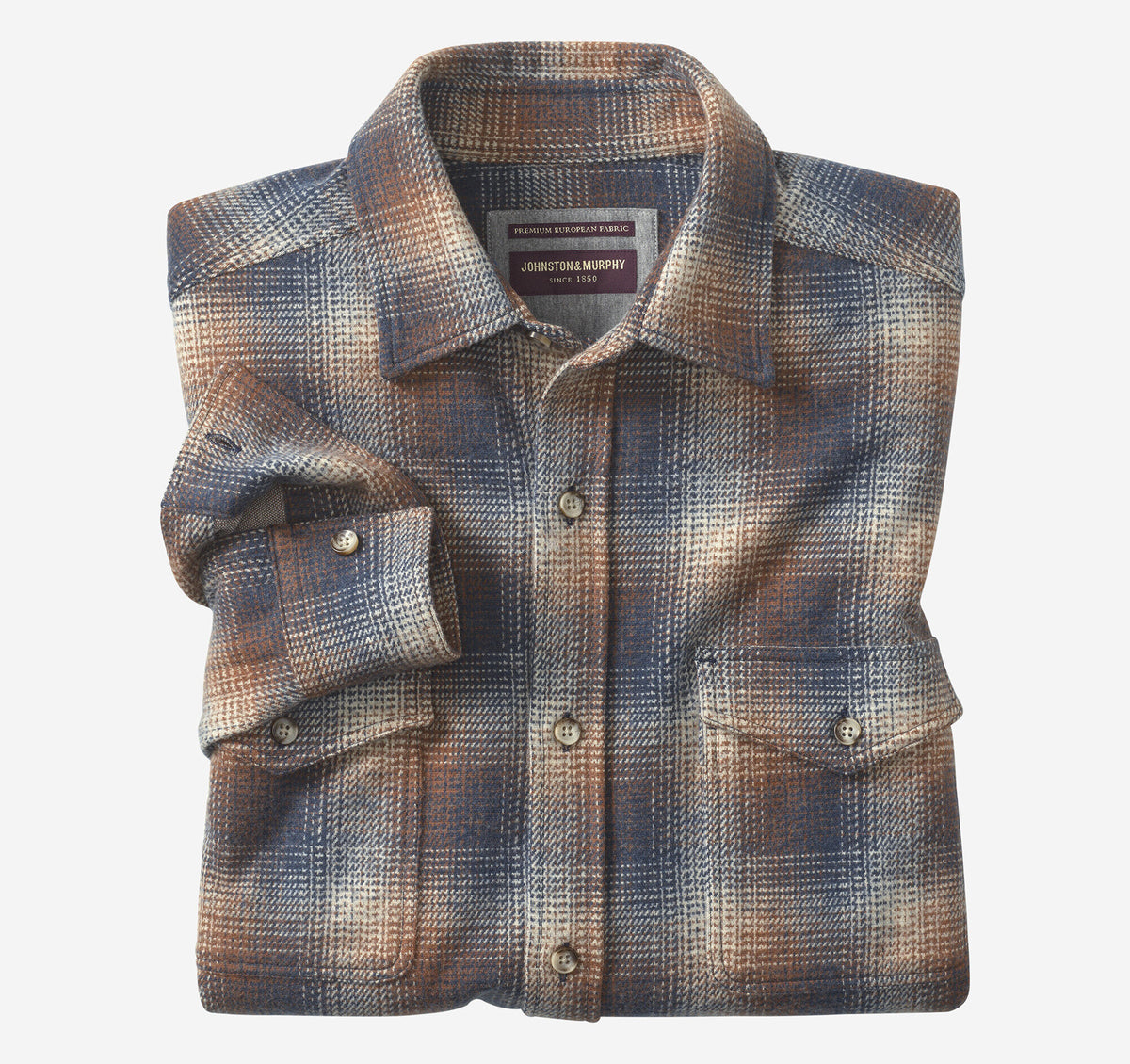 Men's Brushed Button-Front Knit Shirt / Johnston Murphy