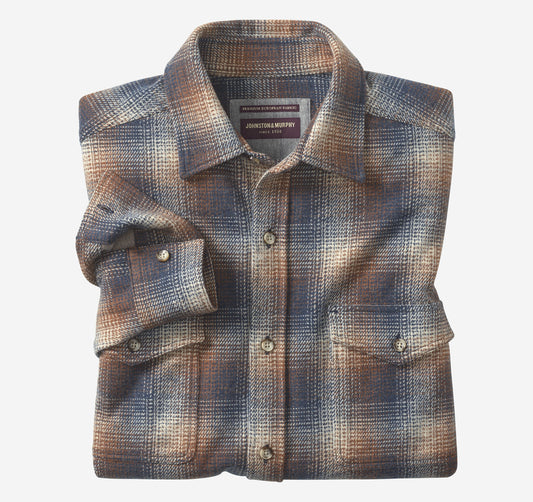 Men's Brushed Button-Front Knit Shirt / Johnston Murphy