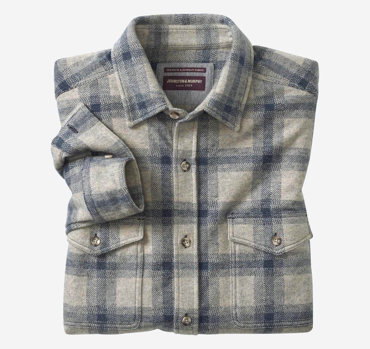 Men's Brushed Button-Front Knit Shirt / Johnston Murphy