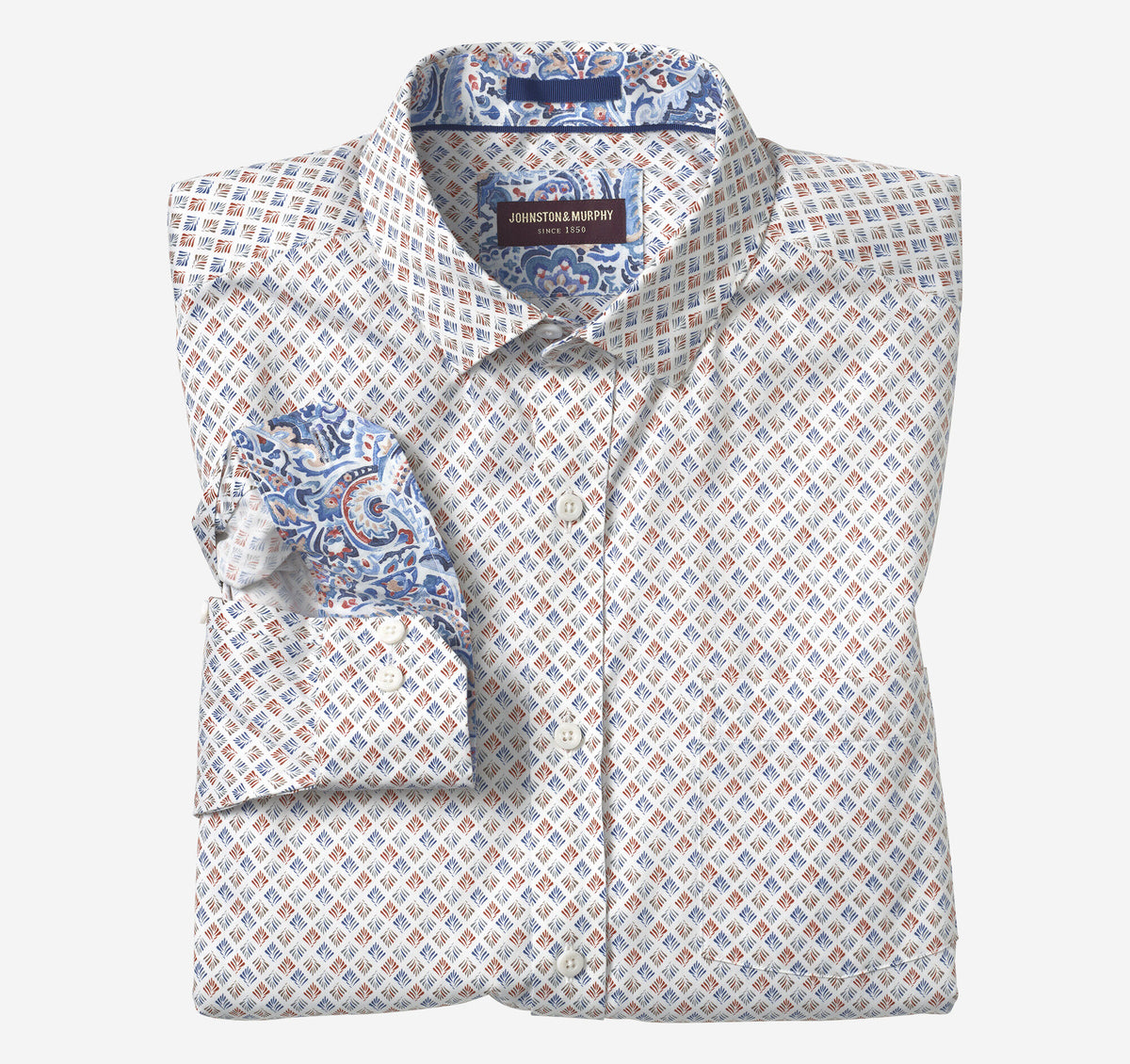 Men's Printed Cotton Shirt / Johnston Murphy