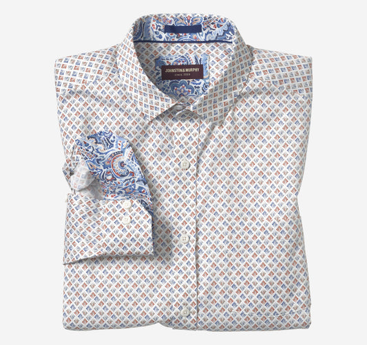 Men's Printed Cotton Shirt / Johnston Murphy