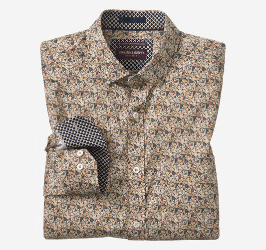 Men's Printed Cotton Shirt / Johnston Murphy