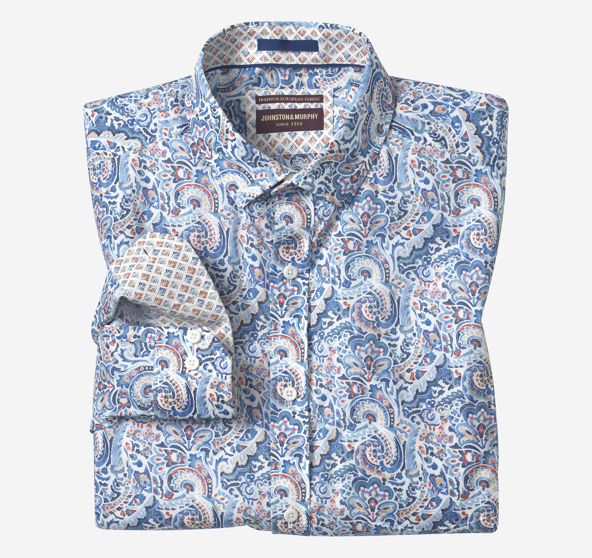 Men's Printed Cotton Shirt / Johnston Murphy