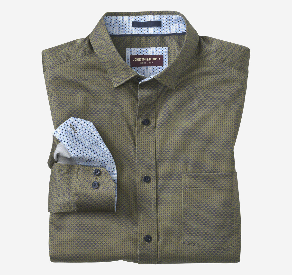 Men's Printed Cotton Shirt / Johnston Murphy