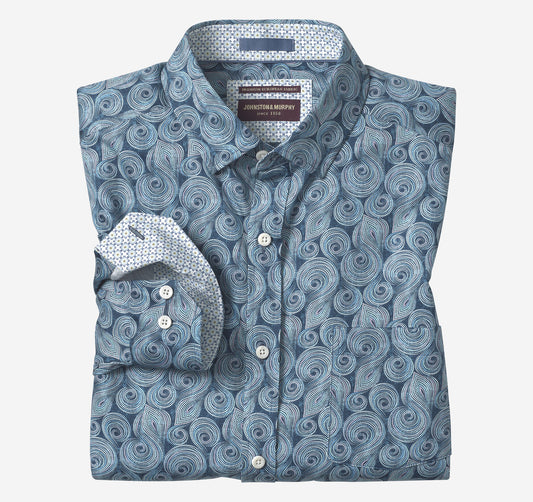 Men's Printed Cotton Shirt / Johnston Murphy