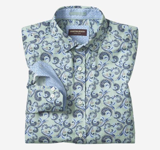 Men's Printed Cotton Shirt / Johnston Murphy