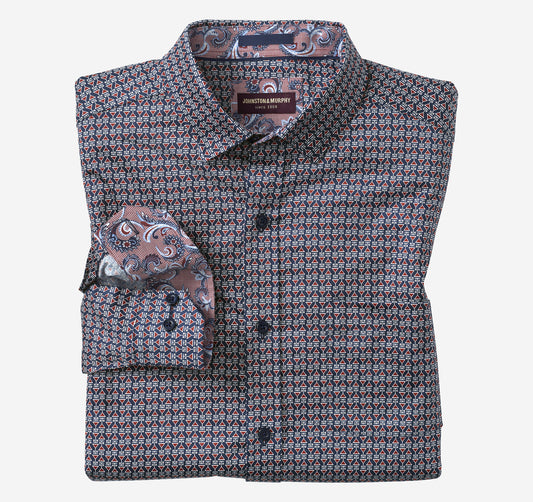 Men's Printed Cotton Shirt / Johnston Murphy
