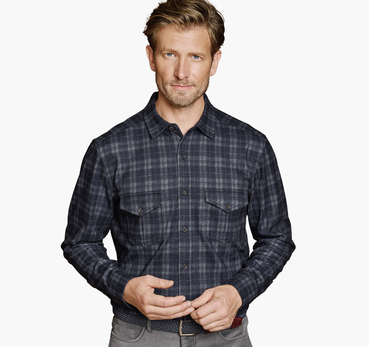 Men's Button-Front Knit Shirt / Johnston Murphy