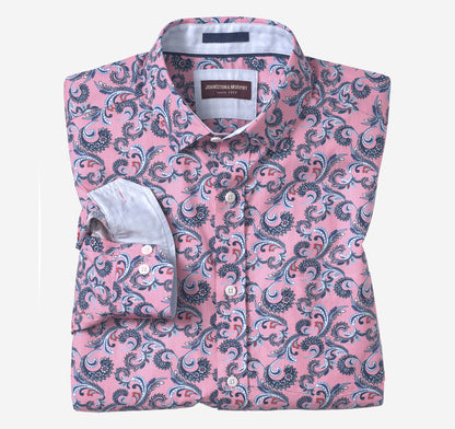 Men's Printed Cotton Shirt / Johnston Murphy