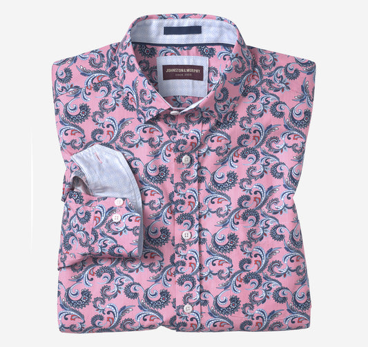 Men's Printed Cotton Shirt / Johnston Murphy