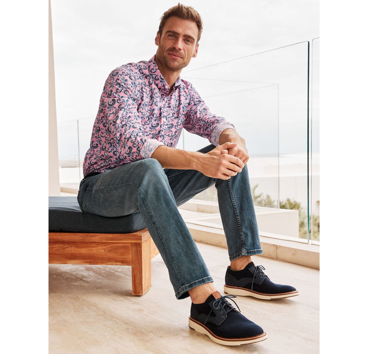 Men's Printed Cotton Shirt / Johnston Murphy