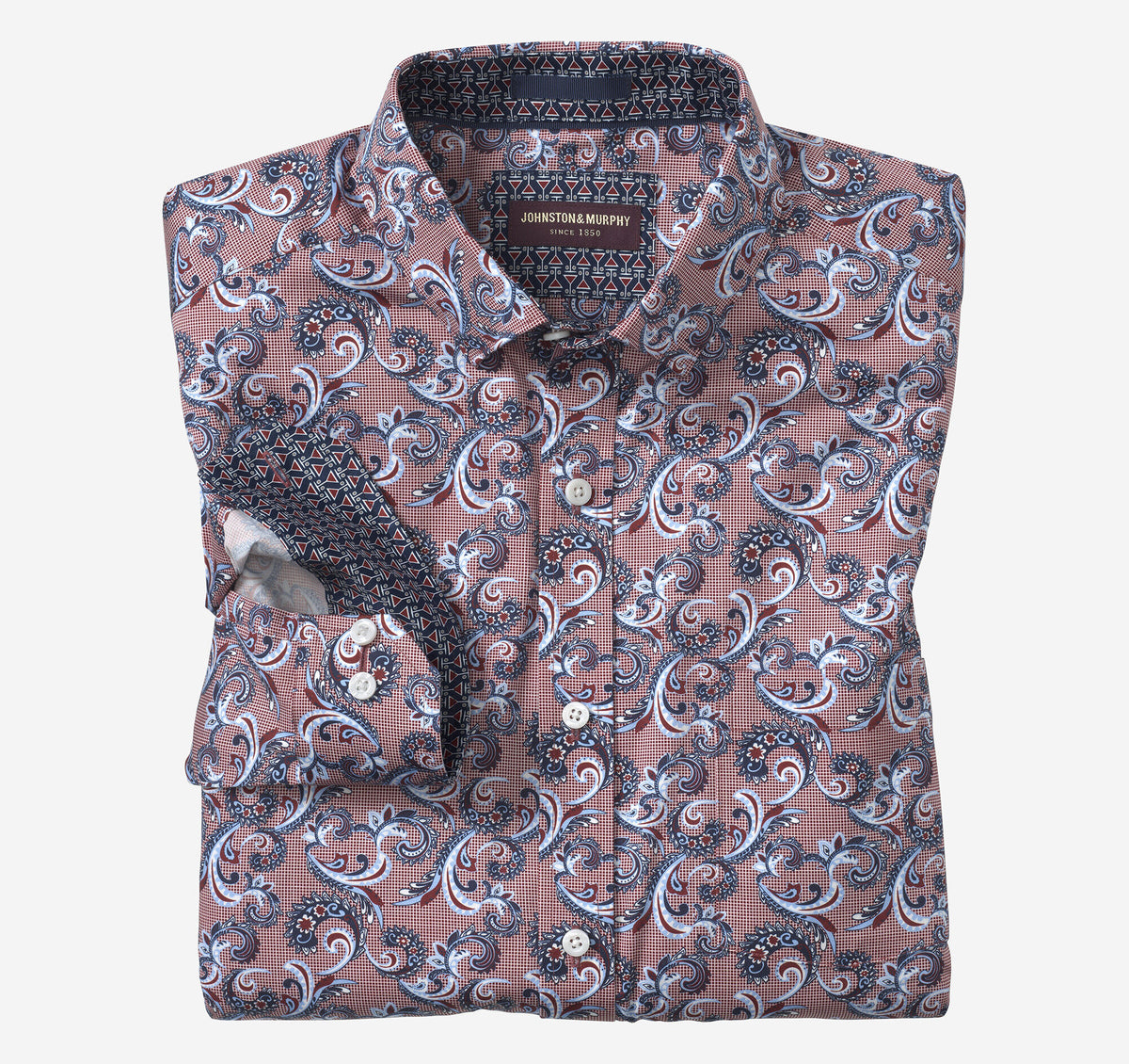Men's Printed Cotton Shirt / Johnston Murphy