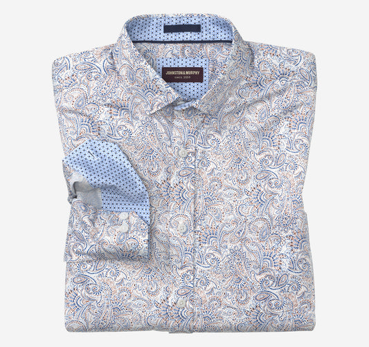 Men's Printed Cotton Shirt / Johnston Murphy