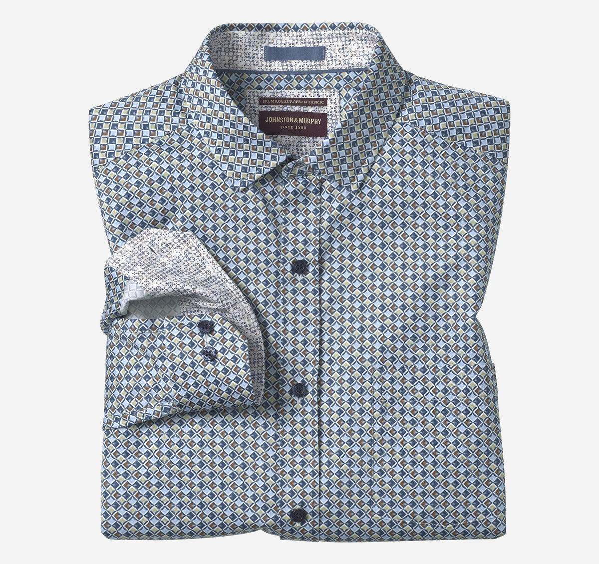 Men's Printed Cotton Shirt / Johnston Murphy