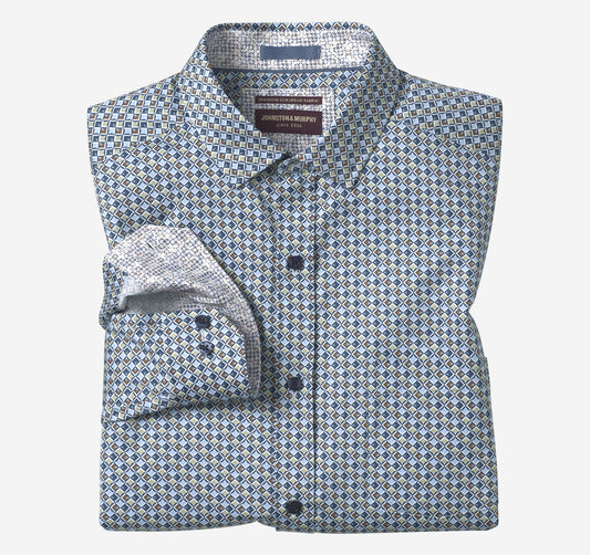 Men's Printed Cotton Shirt / Johnston Murphy