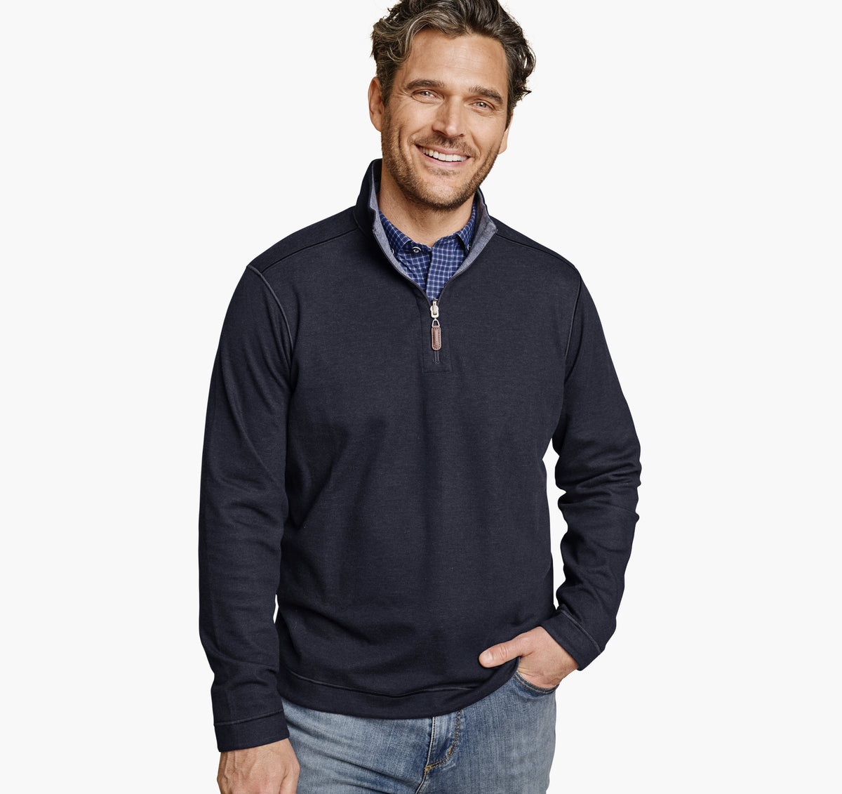 Men's Icon Reversible Solid Quarter-Zip / Johnston Murphy