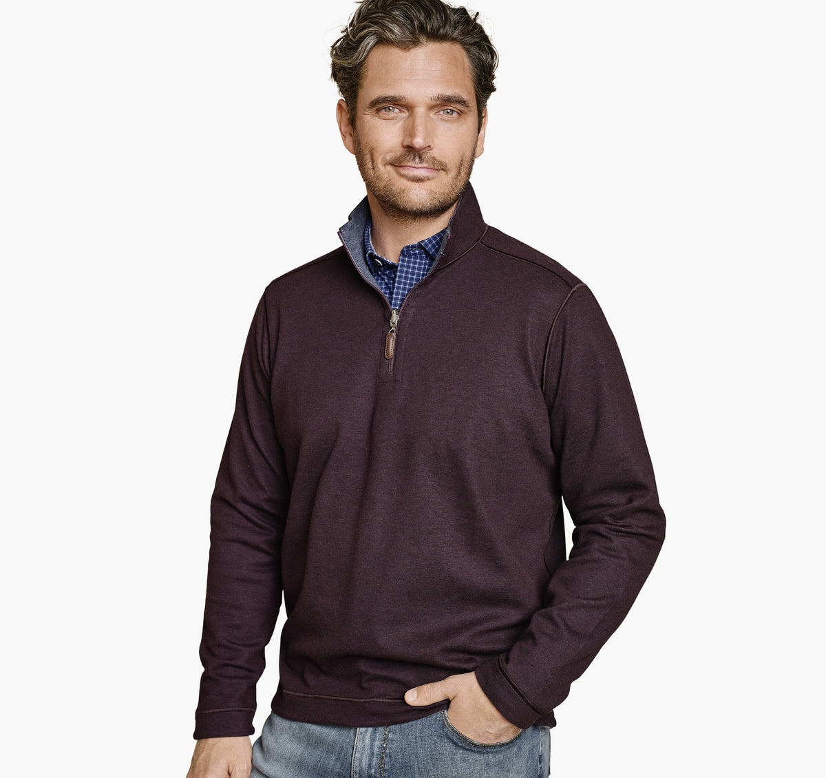 Men's Icon Reversible Solid Quarter-Zip / Johnston Murphy