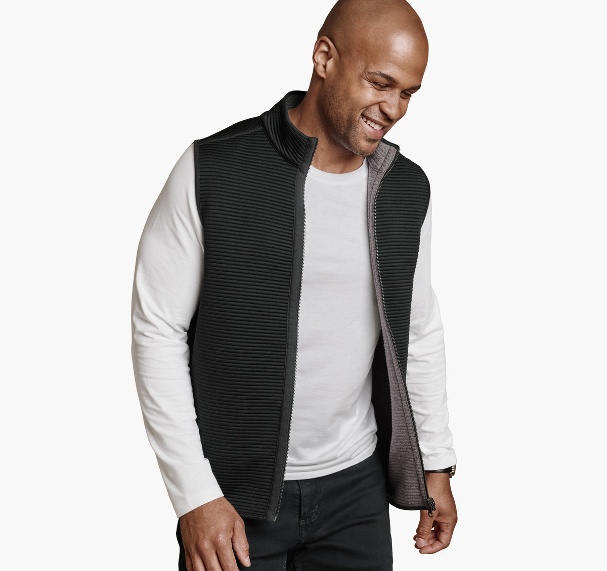 Men's Reversible Channel Quilted Vest / Johnston Murphy