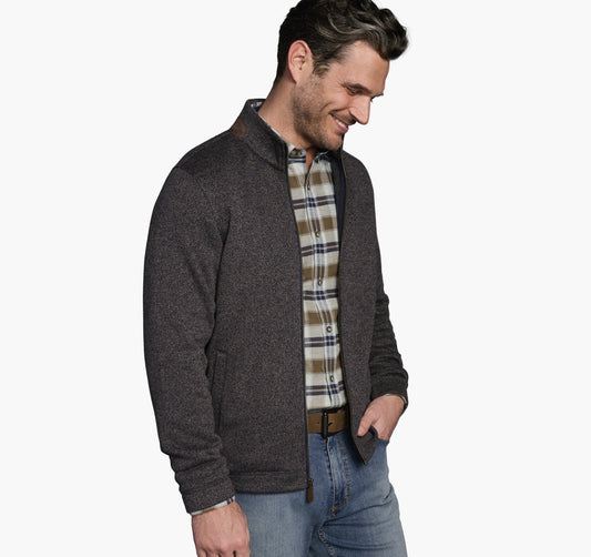 Men's Marled Ribbed Full Zip / Johnston Murphy