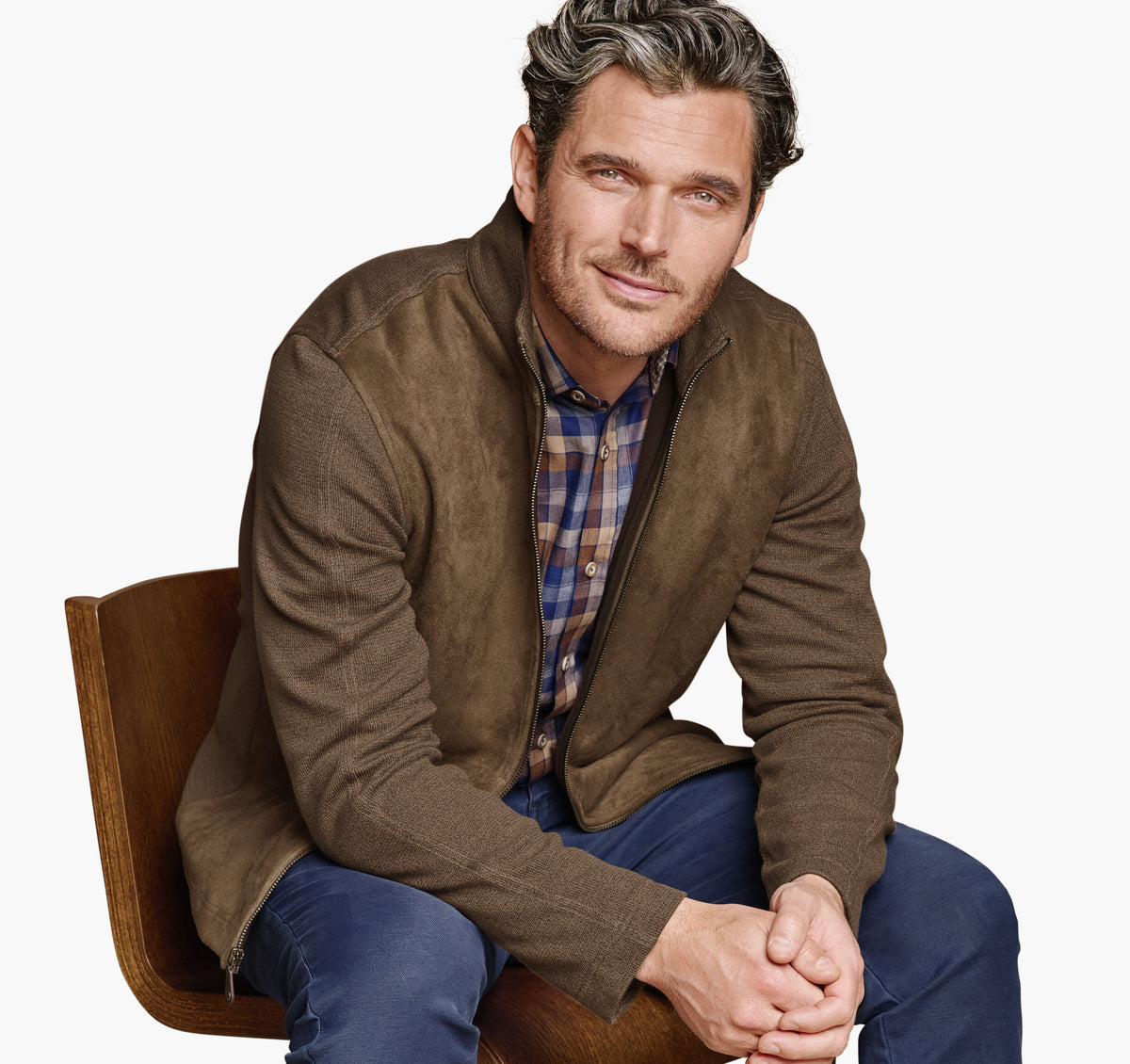Men's Faux-Suede Full-Zip / Johnston Murphy