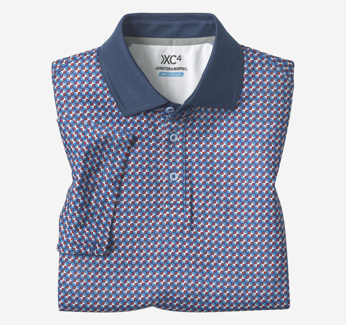 Men's XC4® Performance Solid-Collar Print Polos + Cool Degree™ / Johnston Murphy