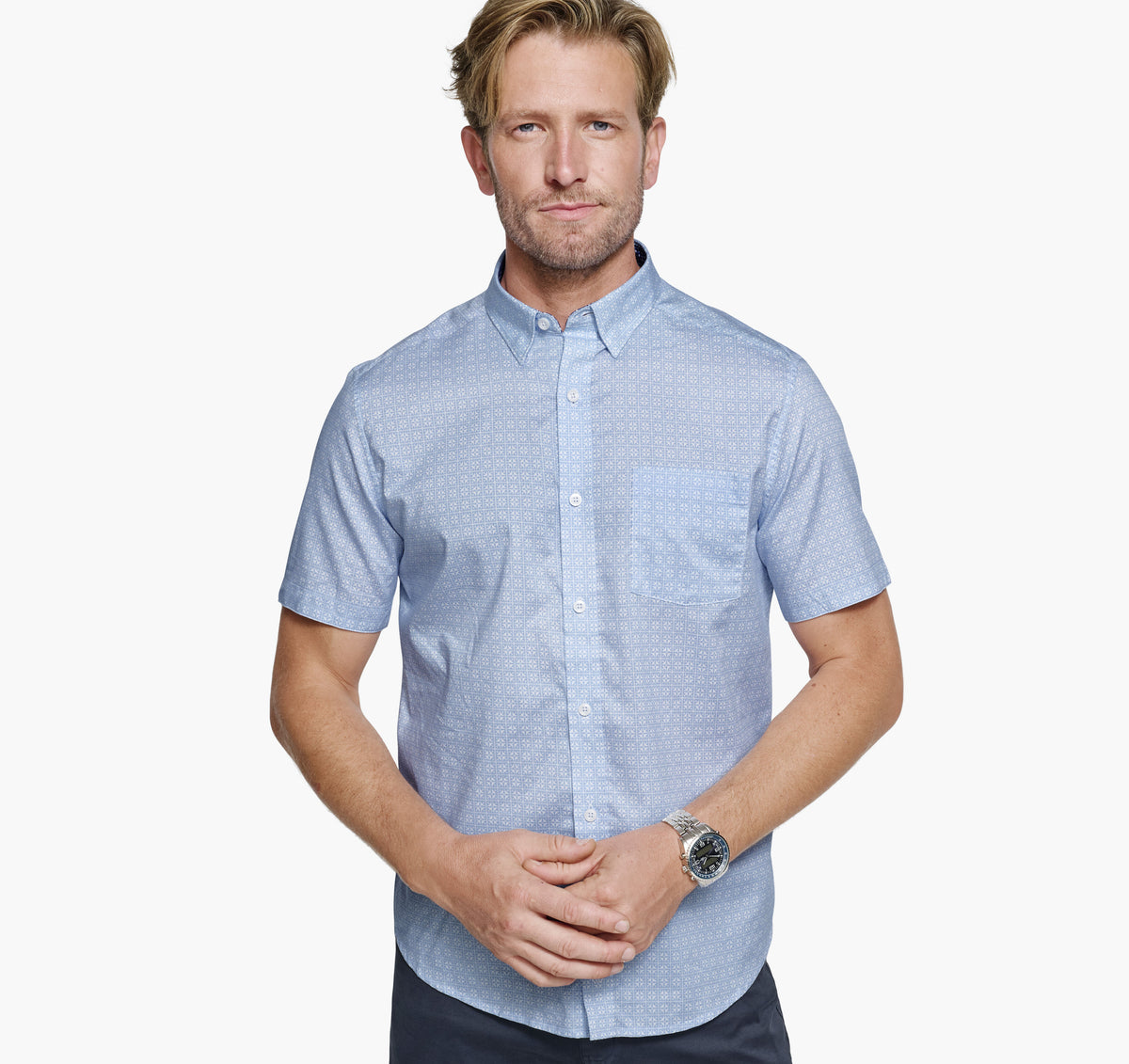 Men's Printed Short-Sleeve Shirt / Johnston Murphy