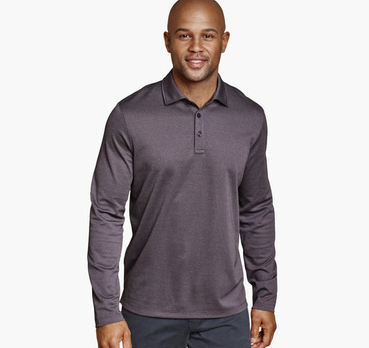 Men's Knit Jacquard Long-Sleeve Polo / Johnston Murphy