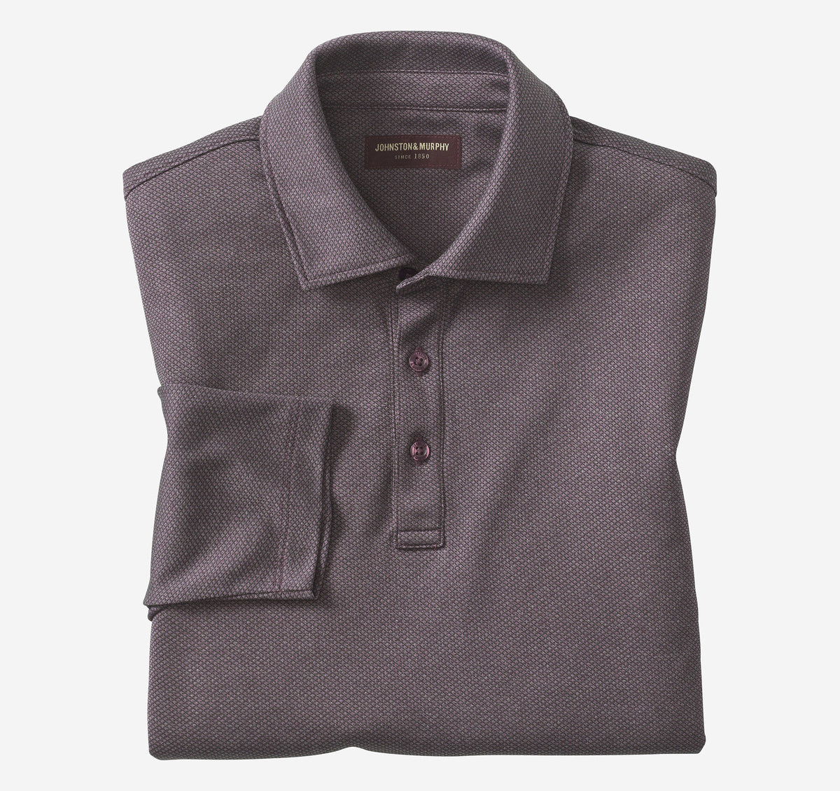 Men's Knit Jacquard Long-Sleeve Polo / Johnston Murphy