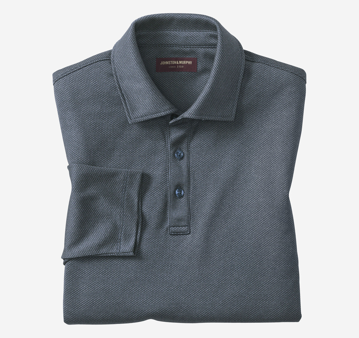 Men's Knit Jacquard Long-Sleeve Polo / Johnston Murphy
