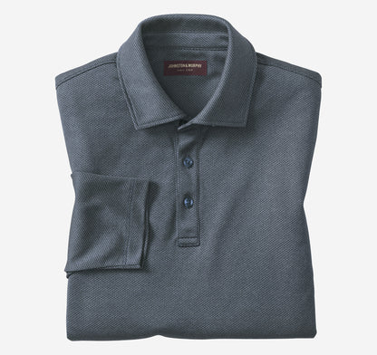 Men's Knit Jacquard Long-Sleeve Polo / Johnston Murphy