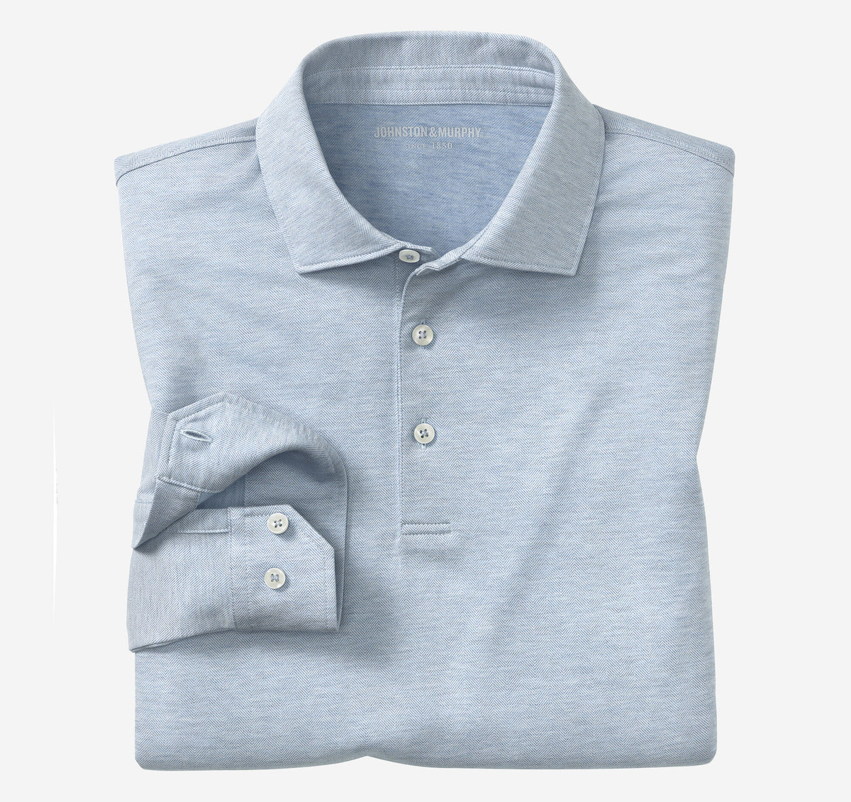 Men's Herringbone Long-Sleeve Polo / Johnston Murphy