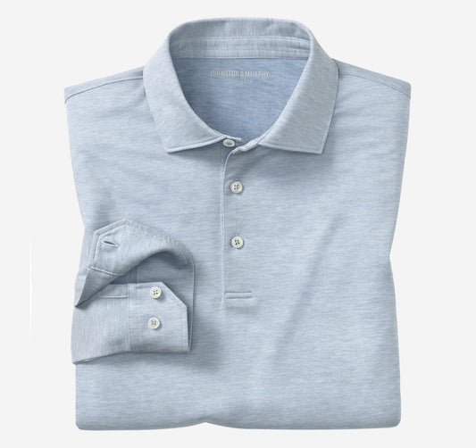 Men's Herringbone Long-Sleeve Polo / Johnston Murphy
